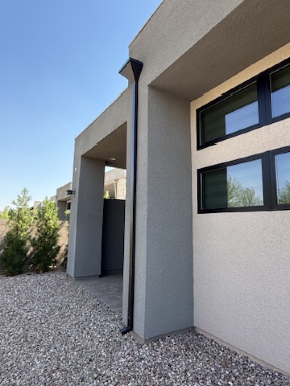 City Seamless collection box, scupper, leaderhead, and downspout drainage detail.