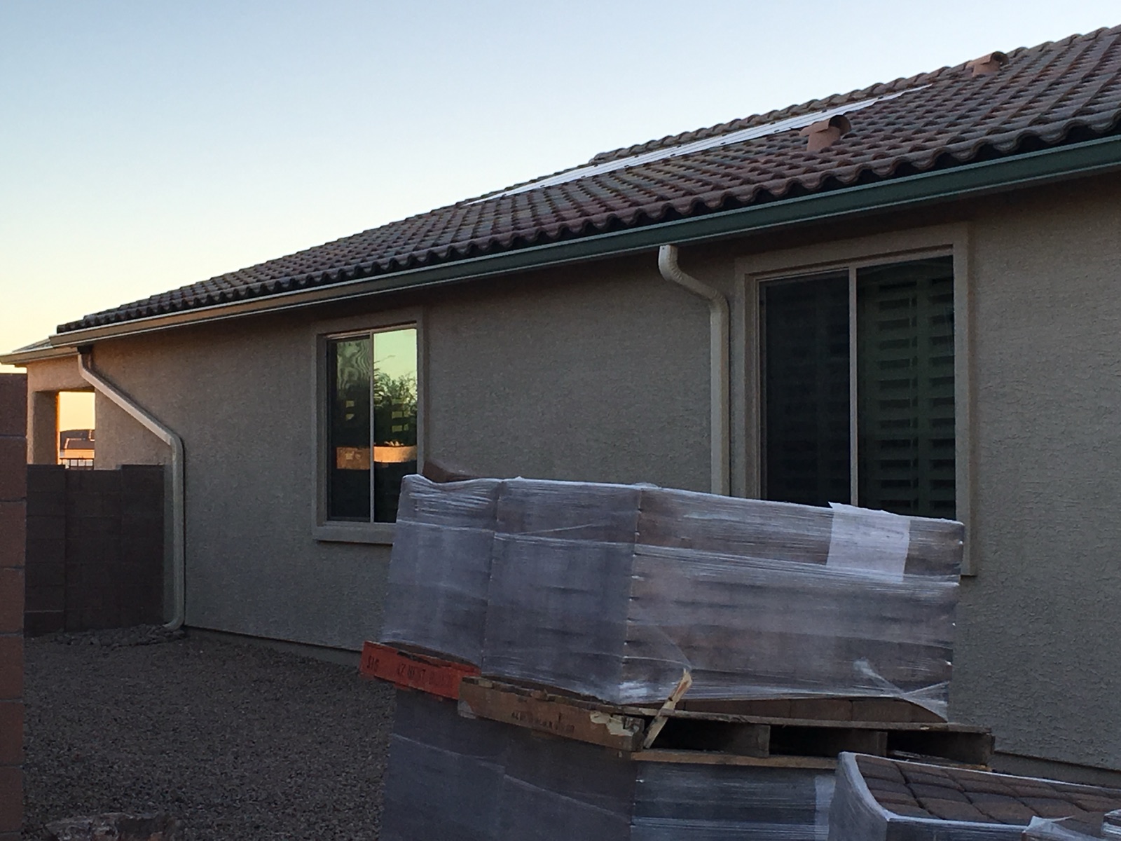 City Seamless K-style seamless rain gutter installation in Southern Nevada.