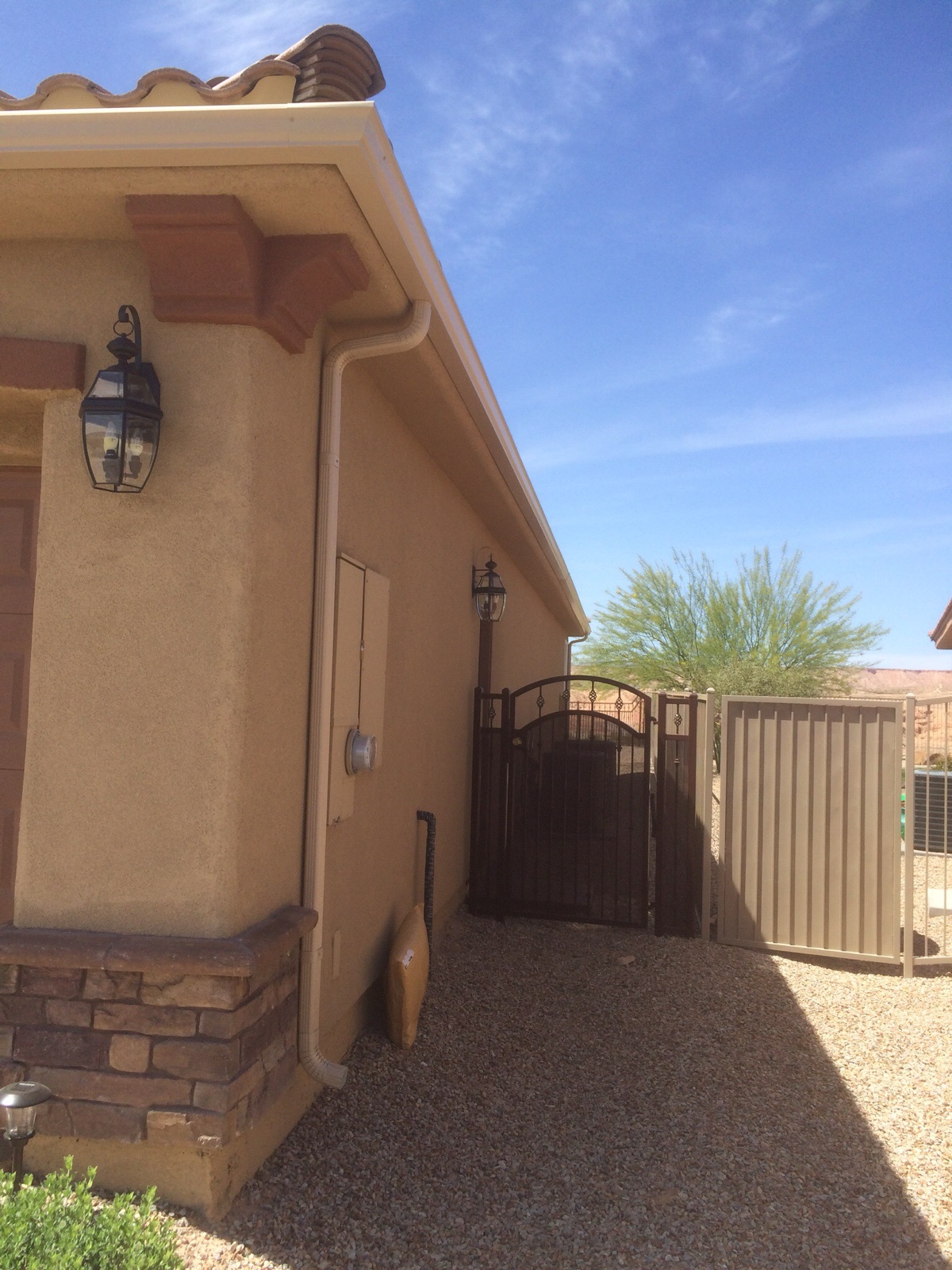 City Seamless K-style seamless rain gutter installation in Southern Nevada.