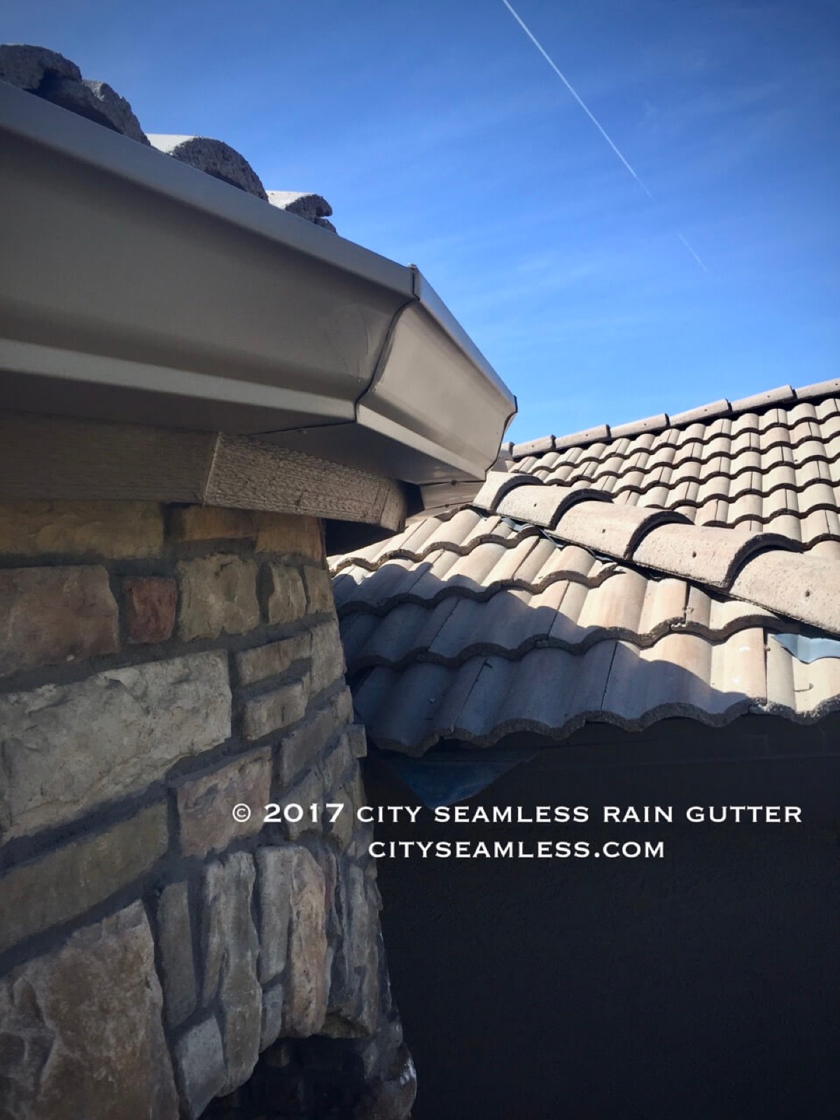 City Seamless K-style seamless rain gutter installation in Southern Nevada.