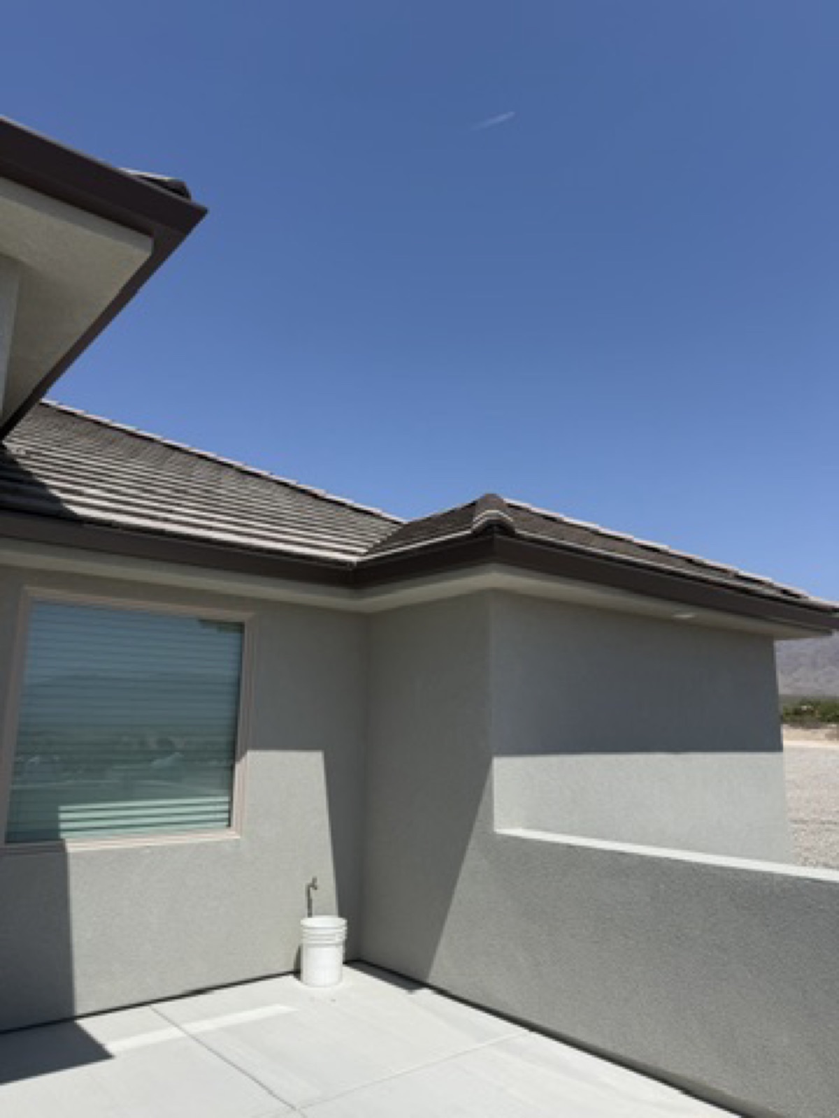 City Seamless straight-face gutter detail on a modern Southern Nevada roofline.