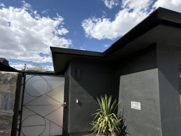 City Seamless straight-face gutter detail on a modern Southern Nevada roofline.