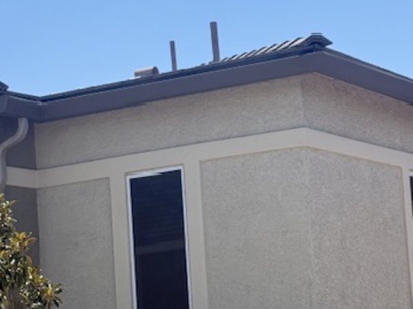 City Seamless straight-face gutter detail on a modern Southern Nevada roofline.
