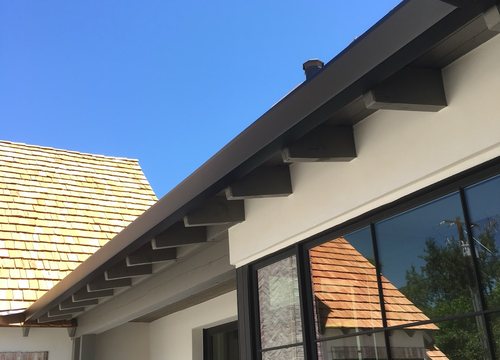 City Seamless straight-face gutter detail on a modern Southern Nevada roofline.